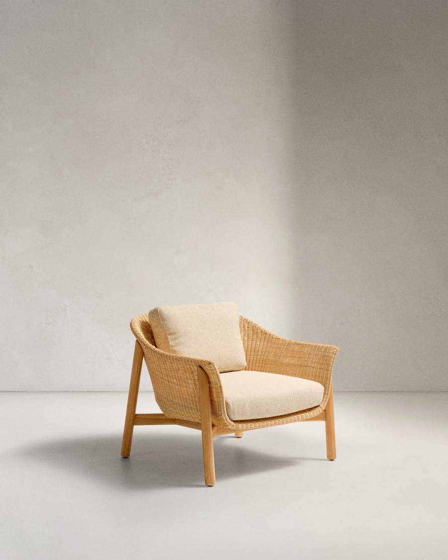 Galea armchair in FSC 100% solid teak wood and synthetic rattan