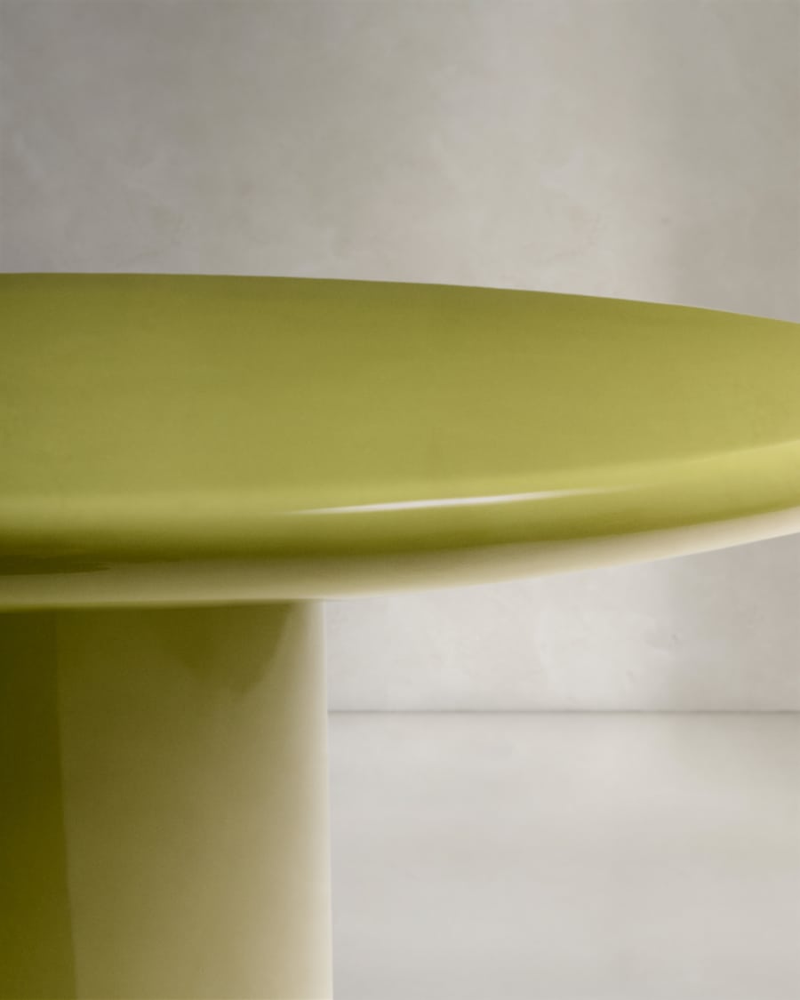 Albanella coffee table in cement with glossy green finish Ø85cm