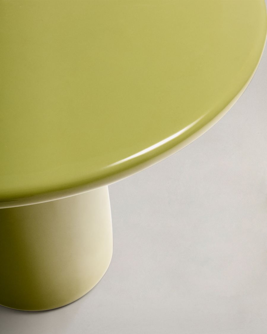 Tavolino da salotto Albanella in cemento con finitura verde lucida Ø 65 cm