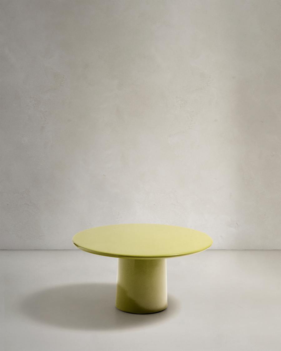 Albanella coffee table in cement with glossy green finish Ø85cm