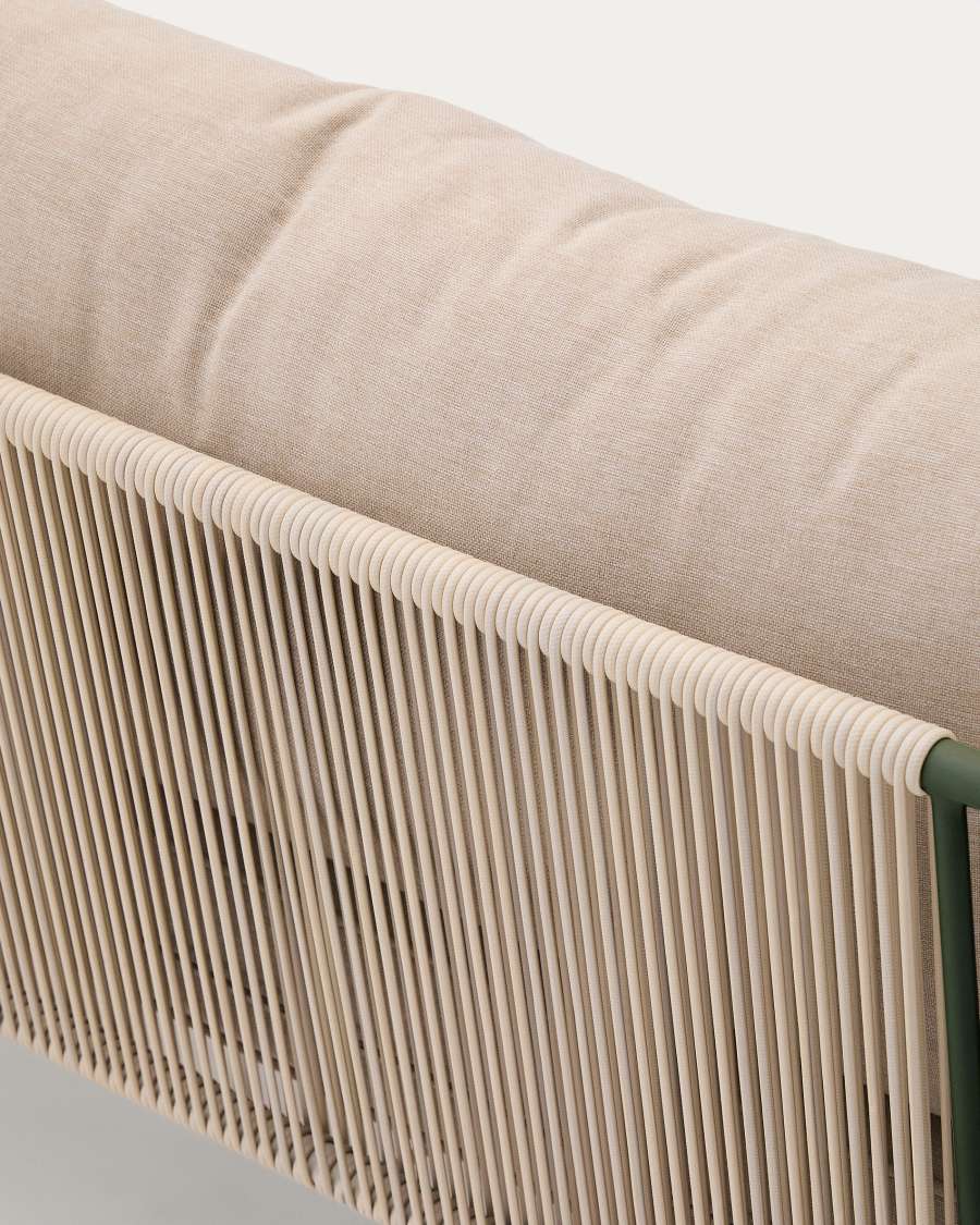 Zivia outdoor 2-seater sofa in ecru rope cord and green galvanised steel 178cm