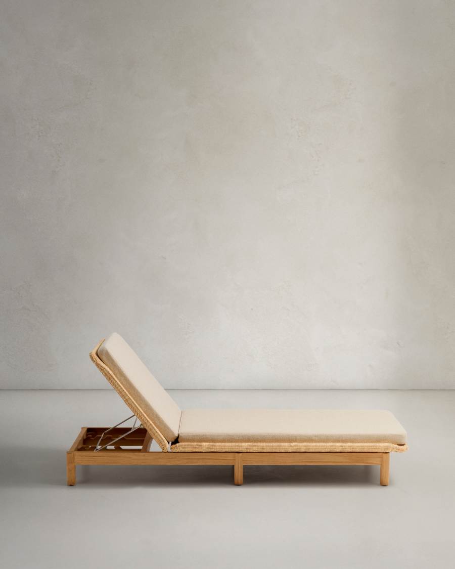 Galea sun lounger in FSC 100% solid teak wood and synthetic rattan