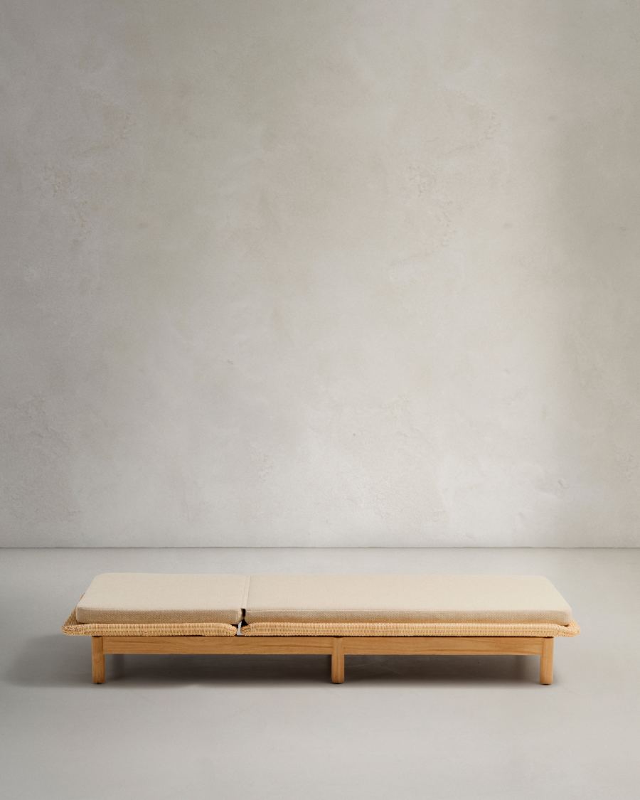 Galea sun lounger in FSC 100% solid teak wood and synthetic rattan