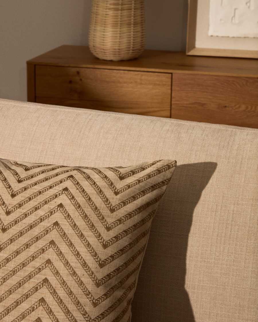 Olea beige contrasting jacquard cotton cushion cover 50 x 50cm