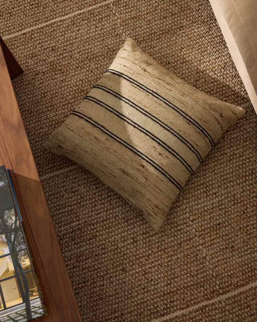 Dorien beige cushion cover with contrasting woven stripes 45 x 45cm