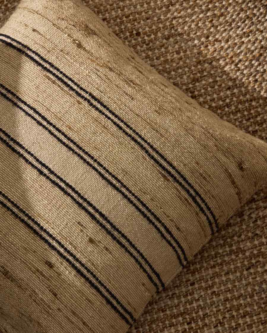 Dorien beige cushion cover with contrasting woven stripes 45 x 45cm