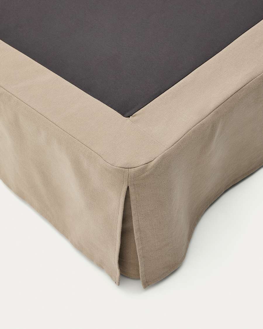 Housse pour cadre de lit Jaira en lin et coton taupe pour matelas de 90  x 200 cm.