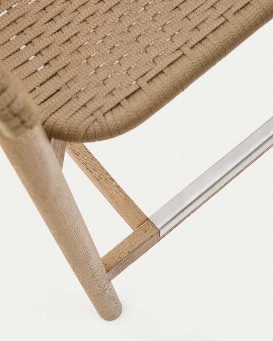 Arinella stool in FSC 100% solid acacia wood with natural finish and beige rope cord 65cm