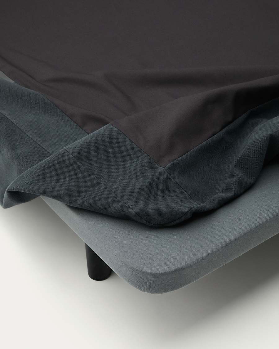 Anthracite grey linen and cotton Jaira bed base cover for a 160 x 200 cm mattress