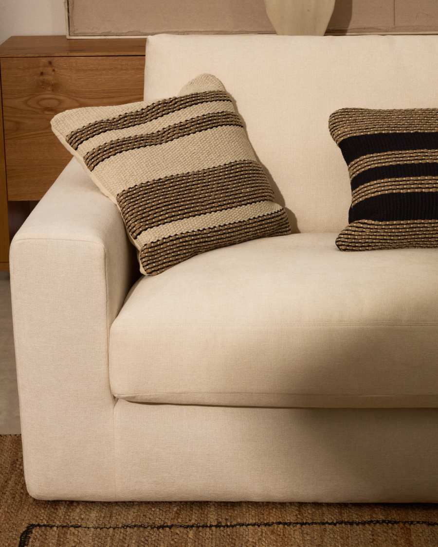 Kissenhülle Aylin aus Baumwolle mit Jutestickerei in Beige 50 x 50 cm