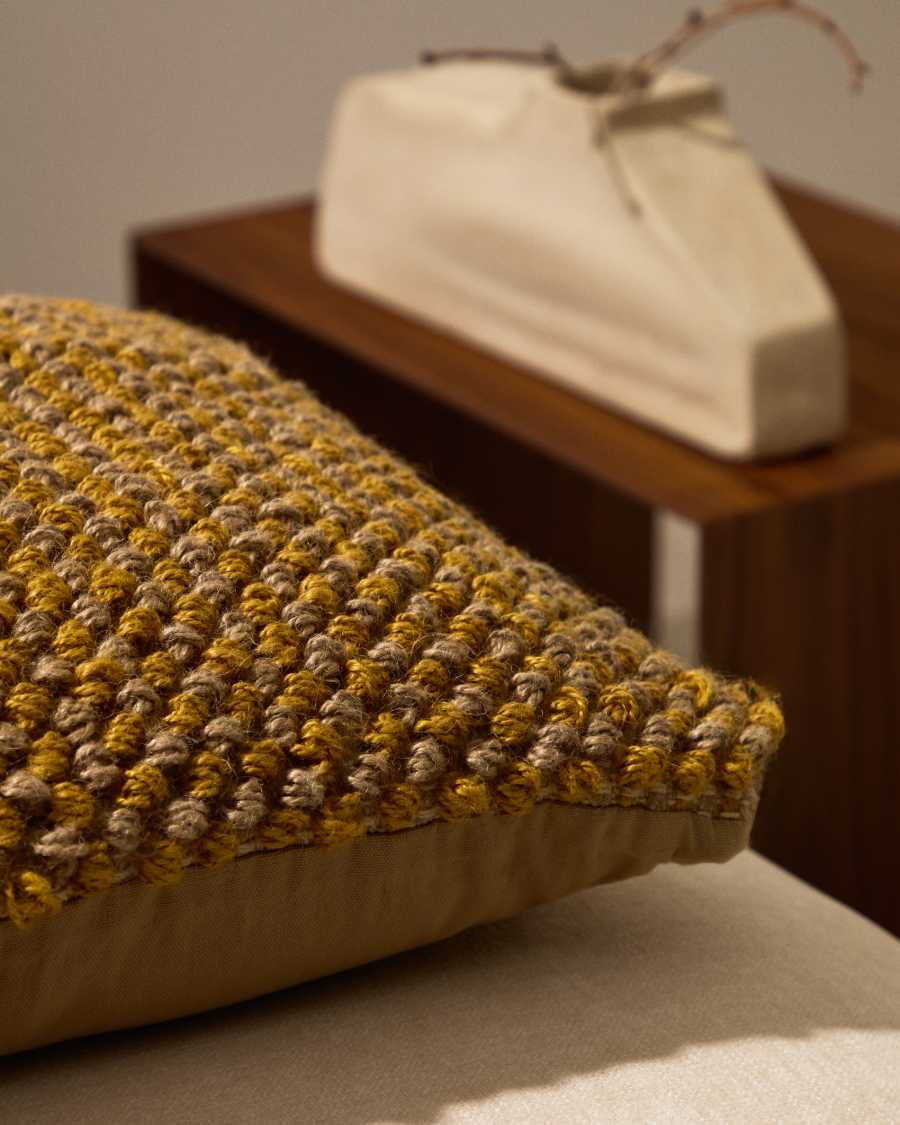 Sayen mustard jute cushion cover 50 x 50 cm
