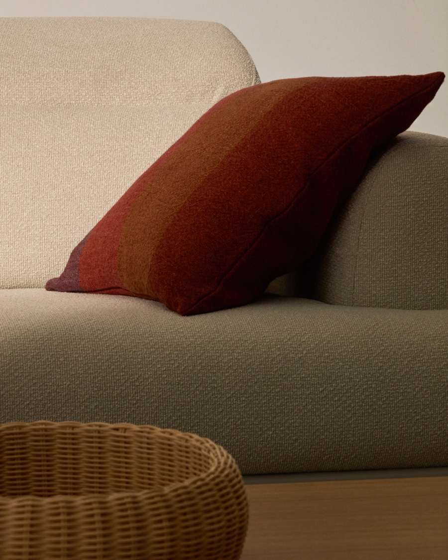 Taris red striped linen cushion cover 50 x 50cm