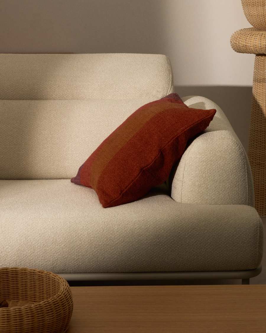 Taris red striped linen cushion cover 50 x 50cm