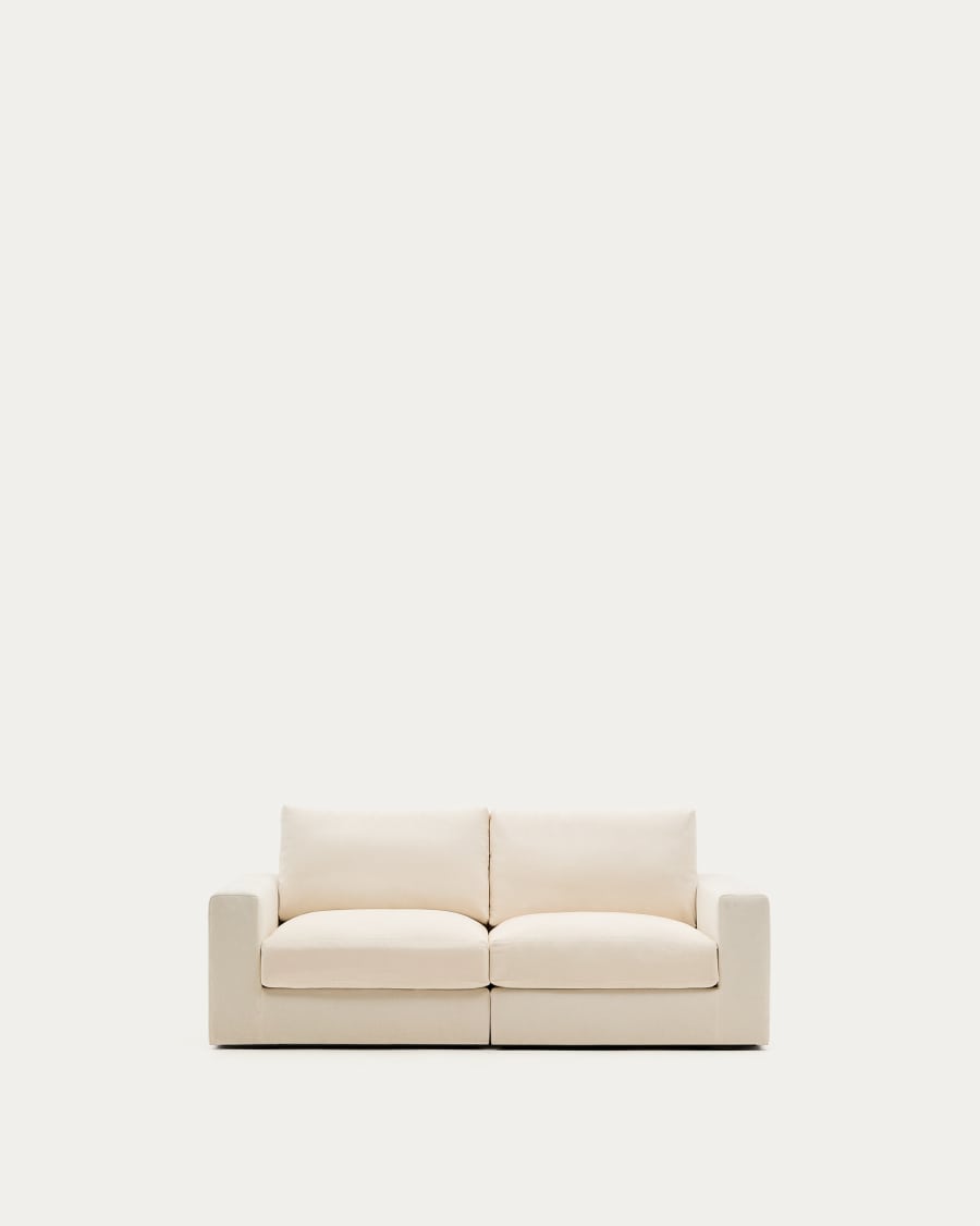Modulares Sofa Alea für 3 Personen mit abnehmbarem Bezug aus Chenille in Ecru, 220 cm