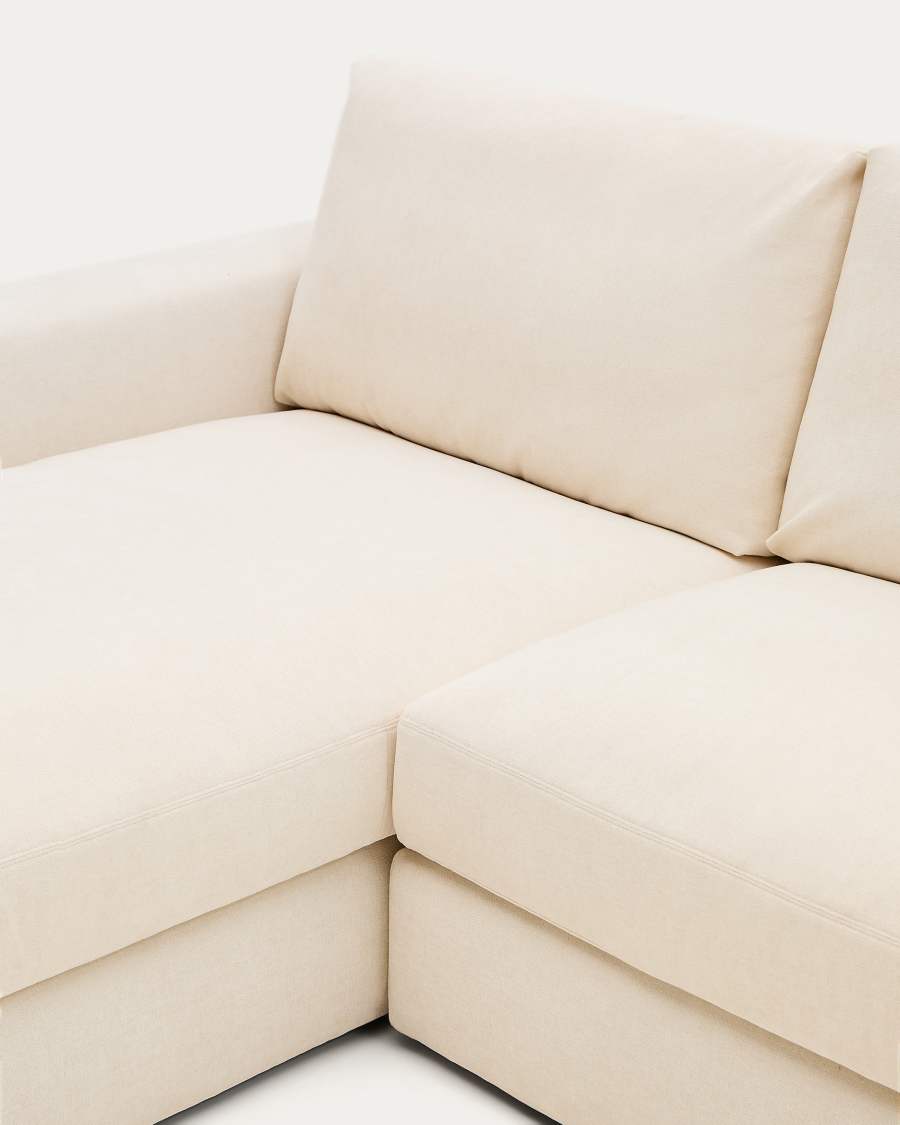 Modulares Sofa Alea für 4 Personen mit abnehmbarem Bezug aus Chenille mit Chaiselongue links in Ecru, 310 cm