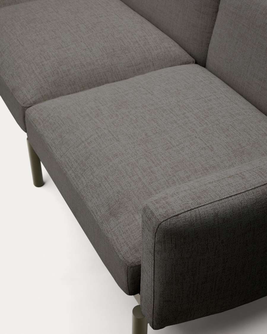 Sofa modułowa ogrodowa Sorells 2-osobowa z szarą tapicerką i z zielonego aluminium 201 cm