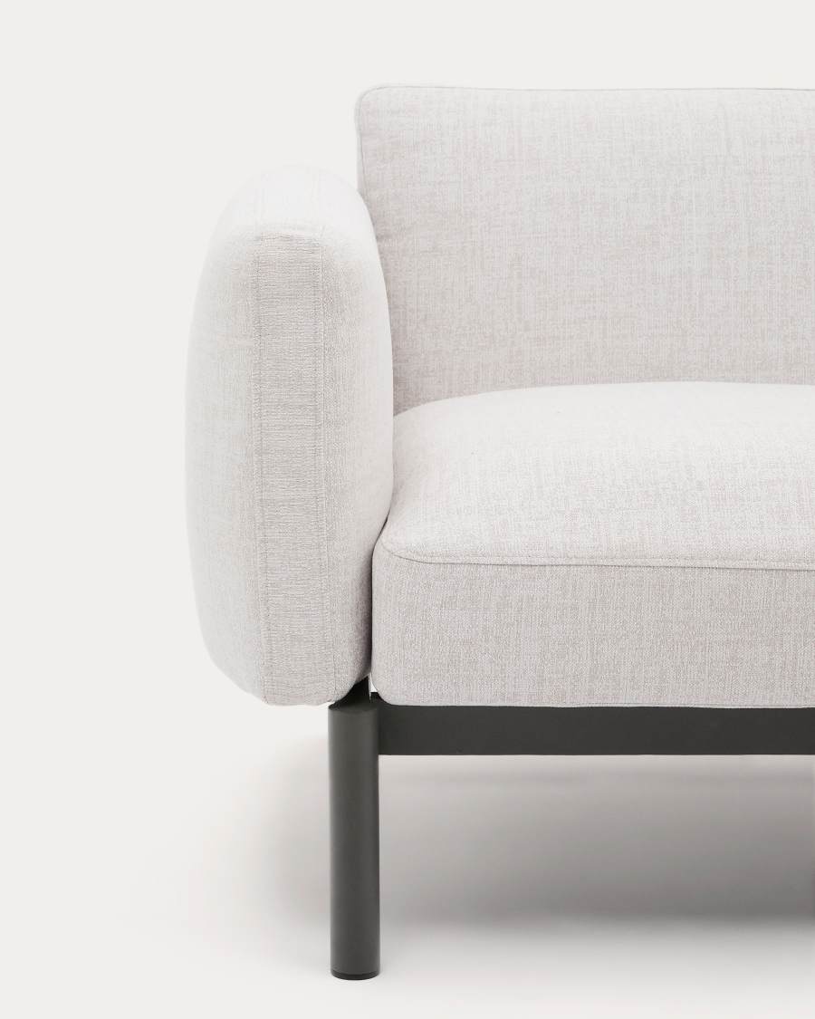 Modulares Outdoor-Sofa Sorells mit 2 Sitzplätzen mit beigefarbener Polsterung und grauem Aluminium, 201 cm