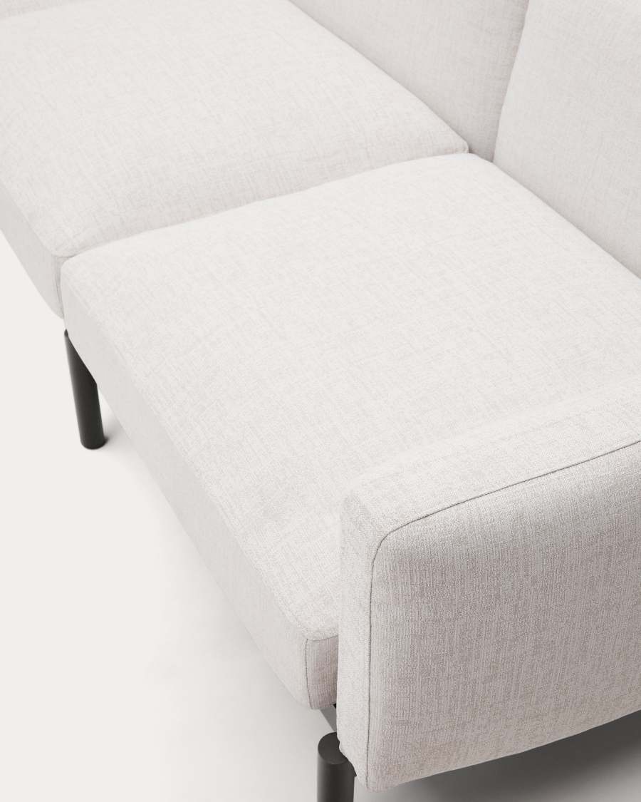 Modulares Outdoor-Sofa Sorells mit 2 Sitzplätzen mit beigefarbener Polsterung und grauem Aluminium, 201 cm