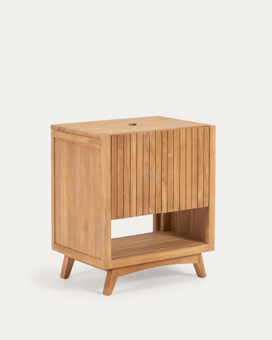 Kuveni rechteckiges Badezimmermöbel aus massivem Teakholz 70 x 50 cm