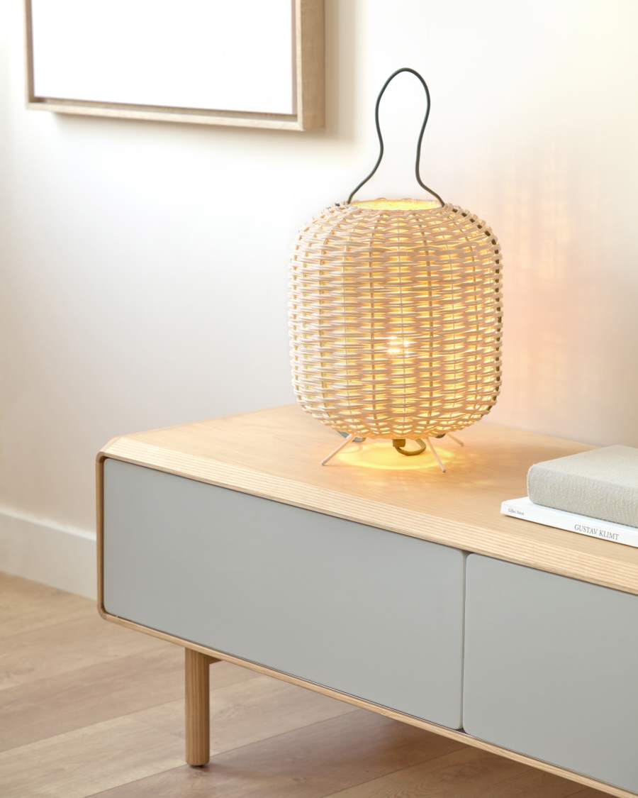 Meuble TV Anielle 2 portes en bois et placage de frêne 180 x 41 cm