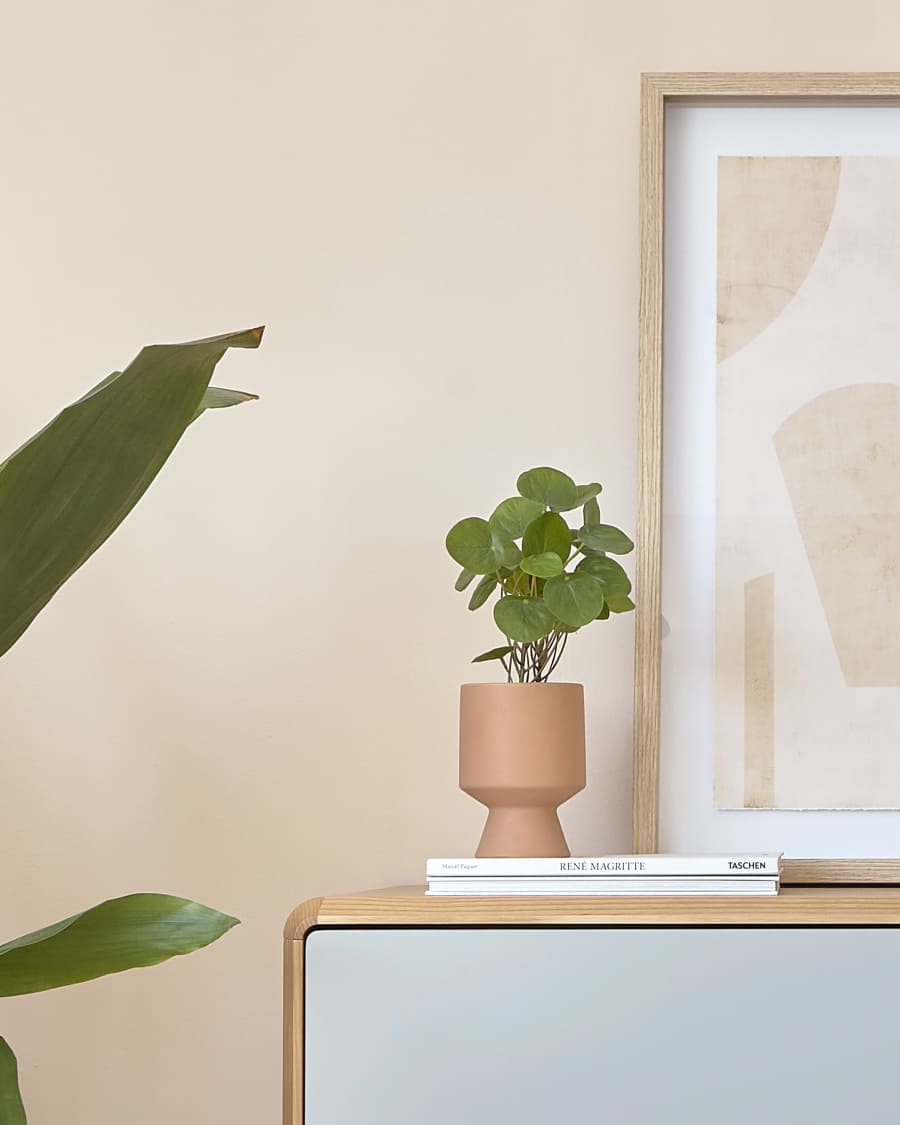 Bailey artificial plant with pink ceramic planter 21.6 cm