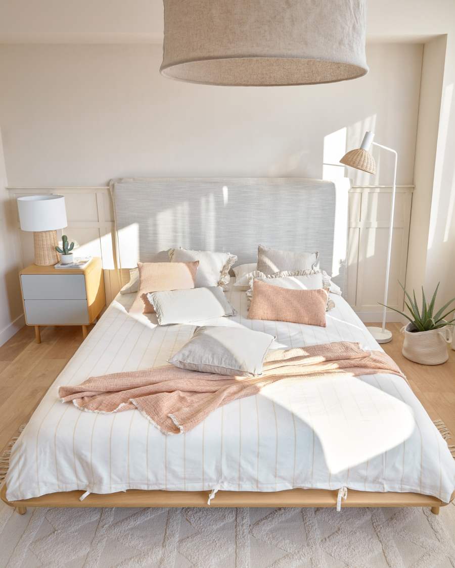 Fodera cuscino Casilda rosa in lino e cotone 30 x 50 cm