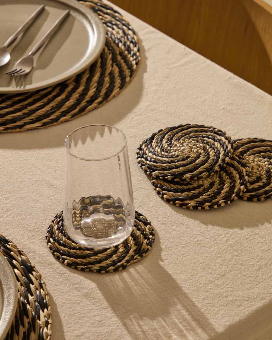 Set Zerim di 4 sottobicchieri in seagrass nero