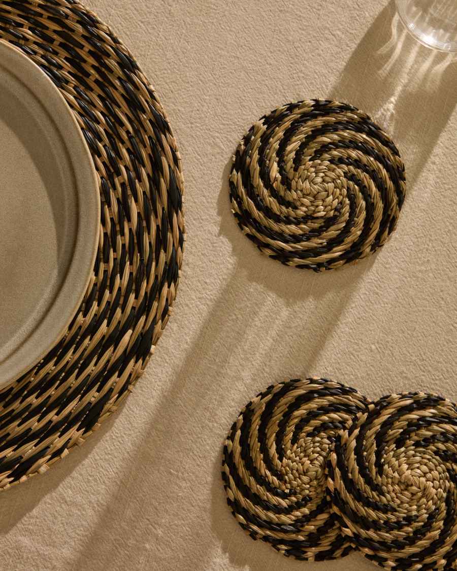 Set Zerim di 4 sottobicchieri in seagrass nero