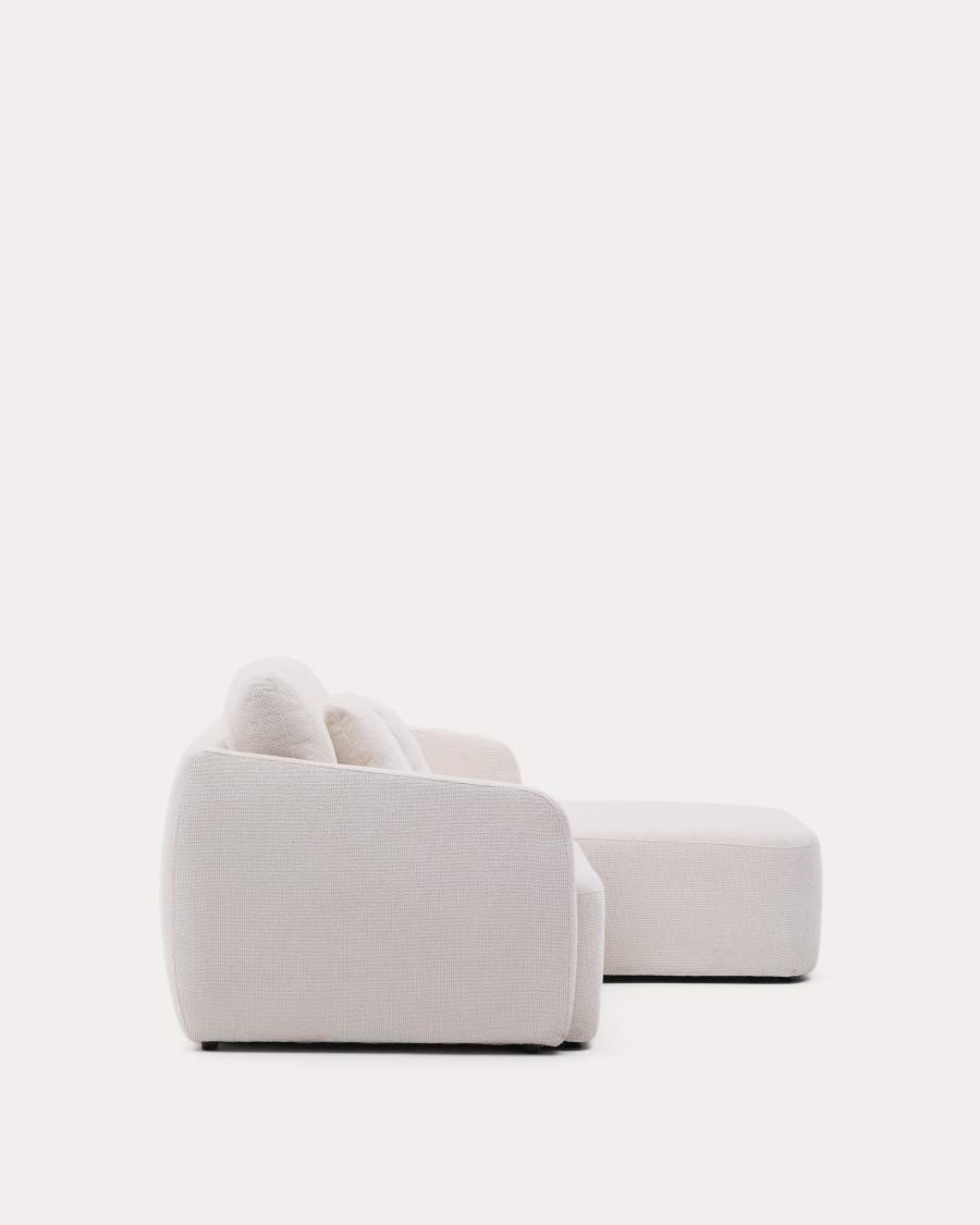 Laira 3-seater sofa bed with right chaise longue in ecru chenille 246cm FSC Mix Credit