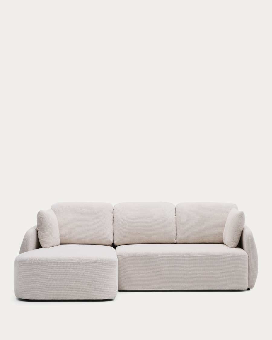 Divano letto Laira 3 posti in ciniglia con chaise longue sinistra écru 246 cm FSC Mix Credit