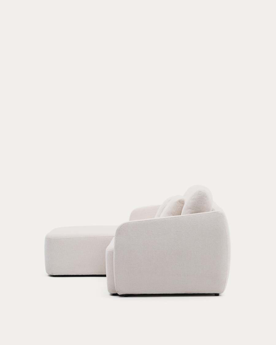 Divano letto Laira 3 posti in ciniglia con chaise longue sinistra écru 246 cm FSC Mix Credit