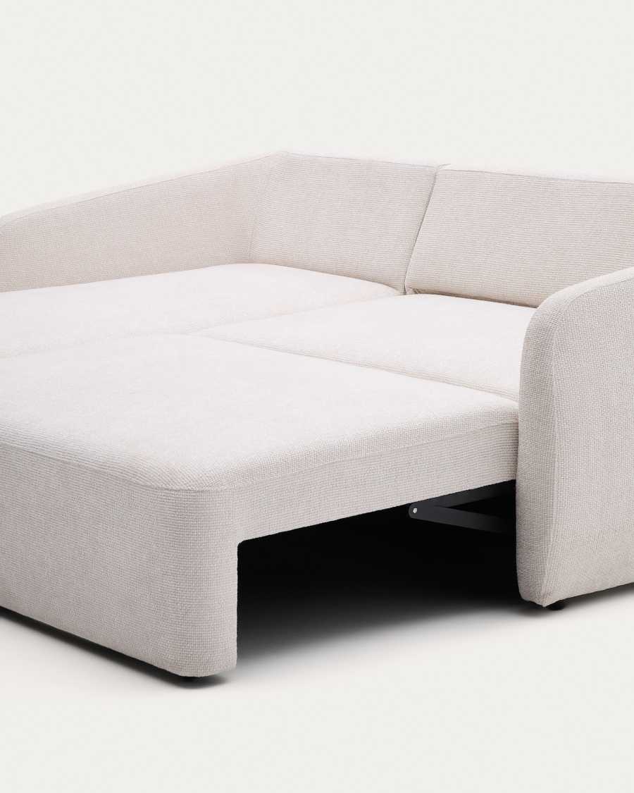 Divano letto Laira 3 posti in ciniglia con chaise longue sinistra écru 246 cm FSC Mix Credit