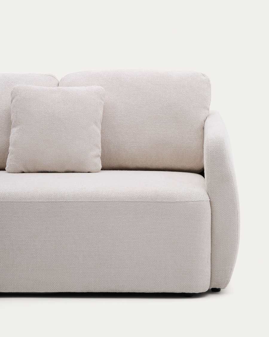 Divano letto Laira 3 posti in ciniglia con chaise longue sinistra écru 246 cm FSC Mix Credit