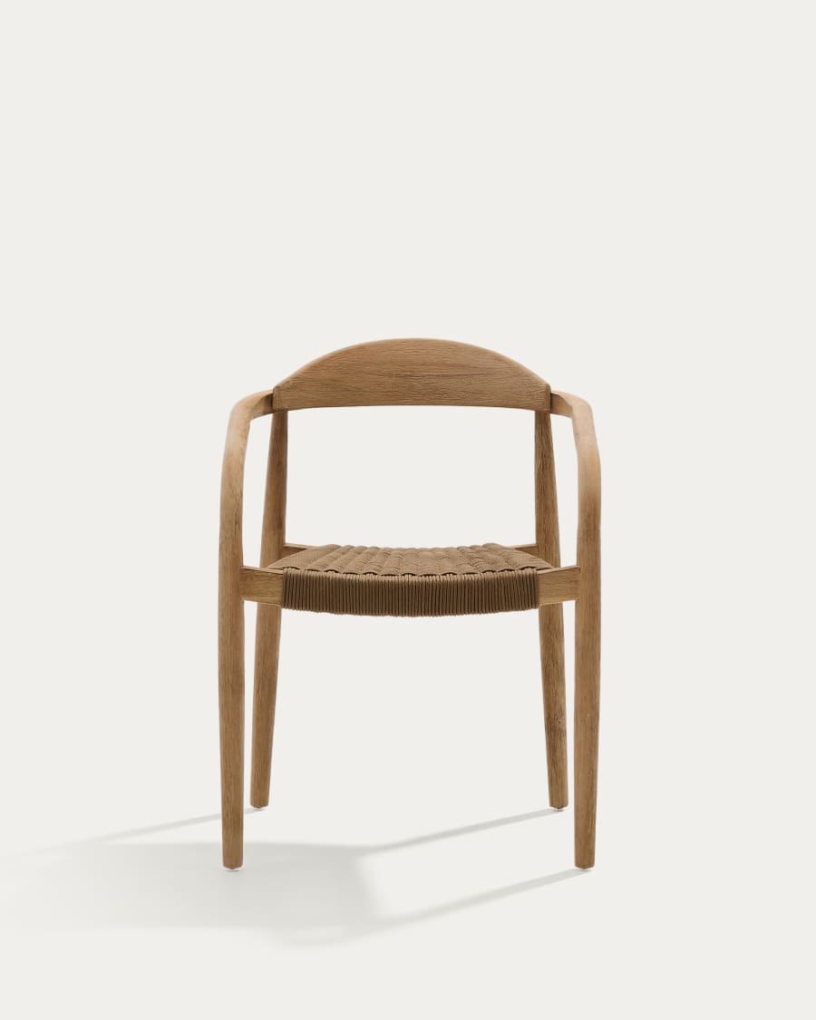 Nina stoel in massief acaciahout en beige touw FSC 100%