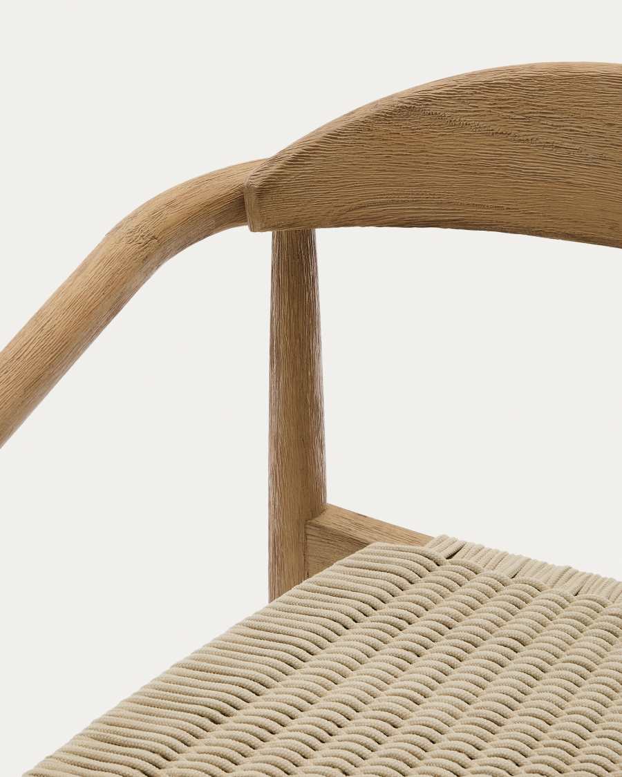 Nina stackable chair made of FSC 100% solid acacia wood and ecru rope cord