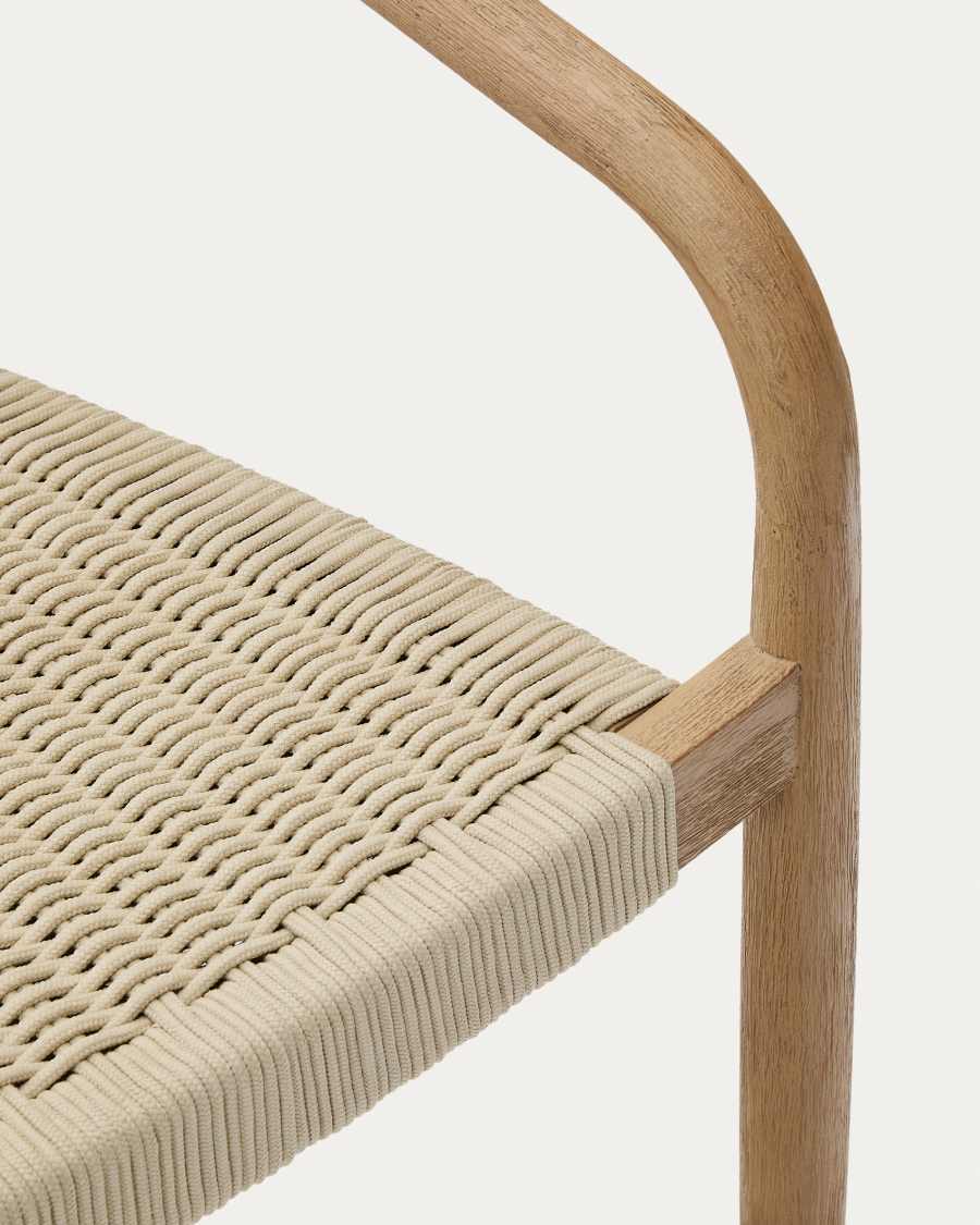 Nina stackable chair made of FSC 100% solid acacia wood and ecru rope cord