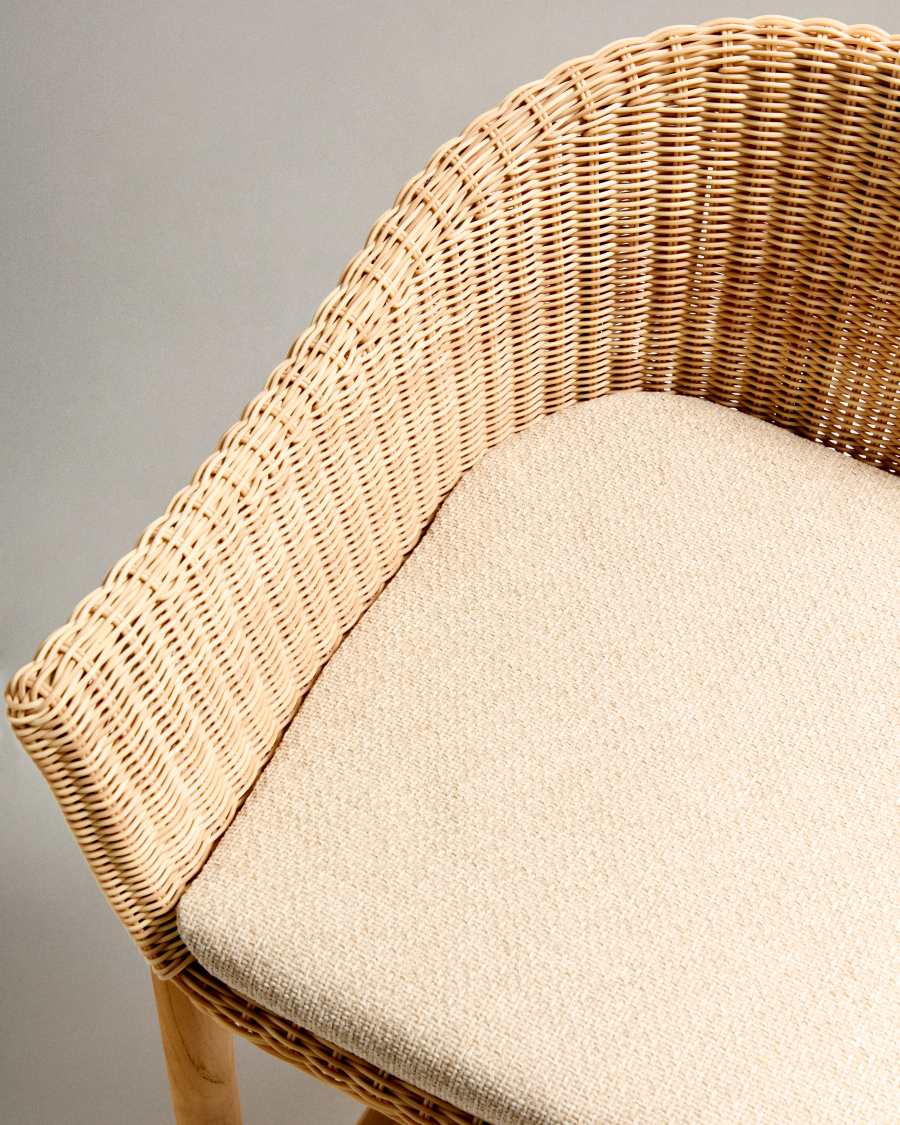 Hocker Galea aus massivem Teakholz und synthetischem Rattan 75 cm FSC 100%