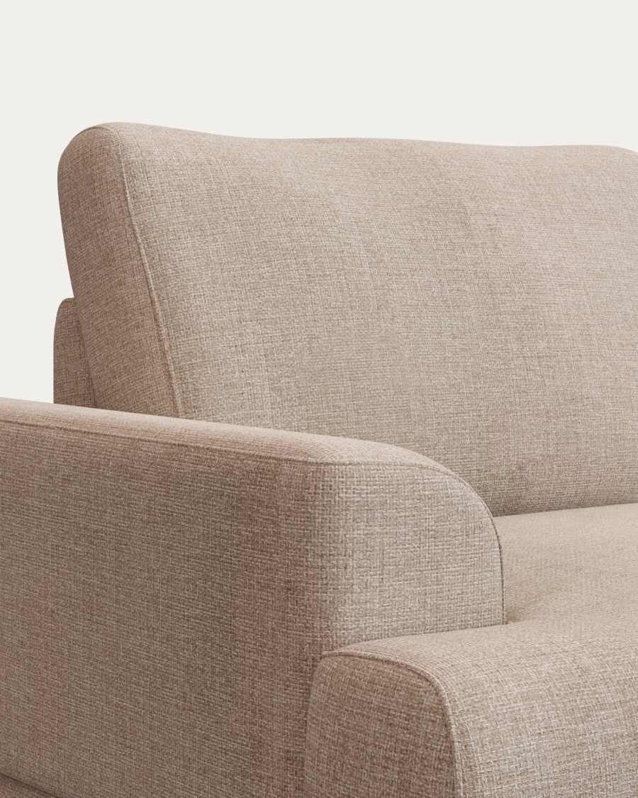 Karin 2-seater sofa beige with solid beech wood legs with natural finish, 210 cm