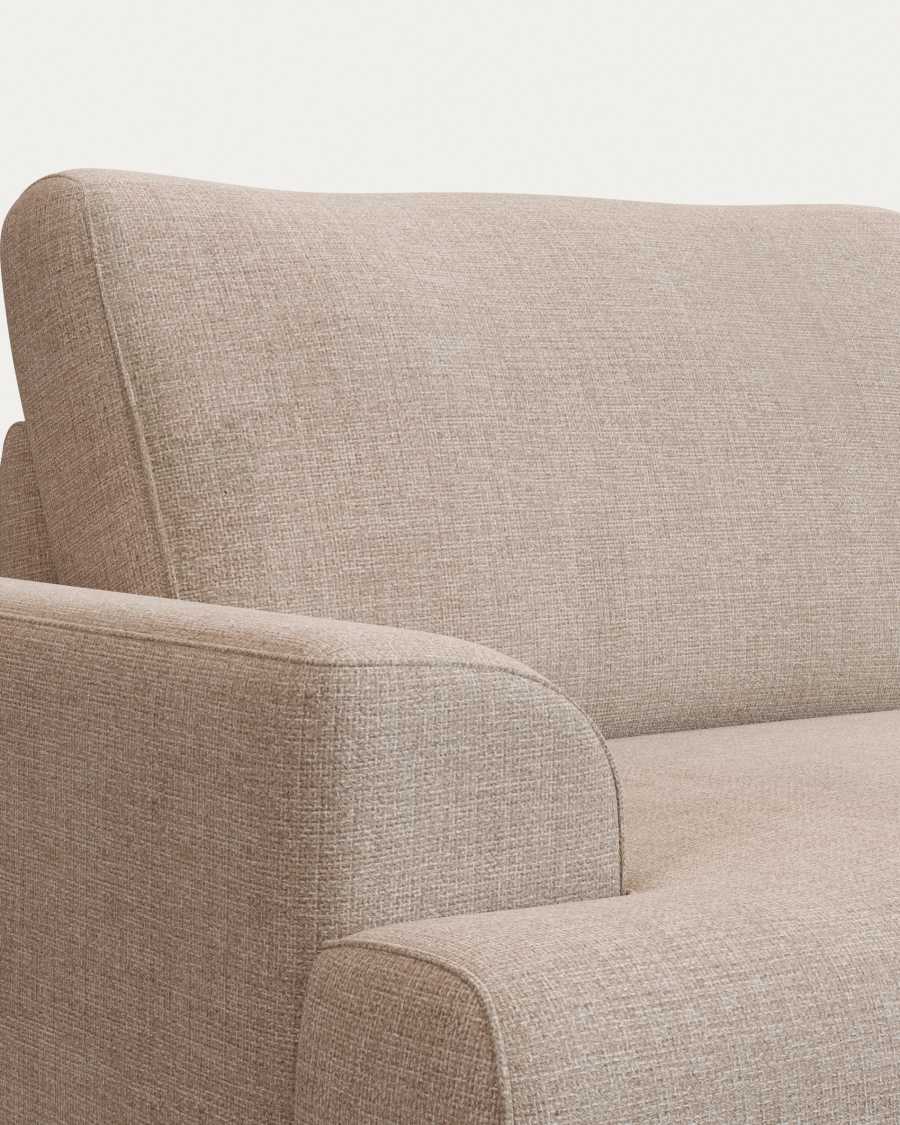 Karin 3-seater sofa beige with solid beech wood legs with natural finish, 231 cm