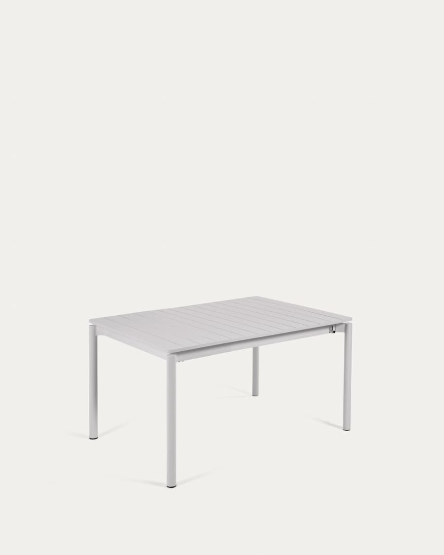 Zaltana extendable outdoor table made of aluminium in a  light grey finish, 140 (200) x 90 cm