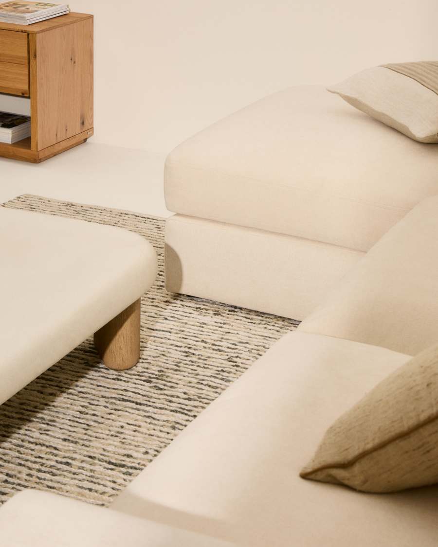 Modulares Sofa Alea für 4 Personen mit abnehmbarem Bezug aus Chenille mit Chaiselongue links in Ecru, 310 cm