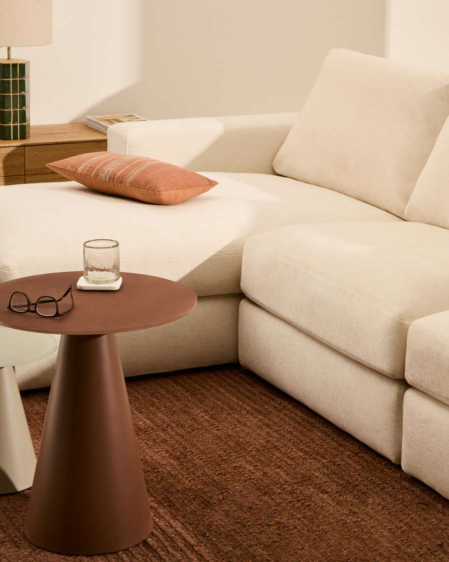 Alea ecru chenille 5-seater modular sofa with left chaise longue and removable cover 340cm