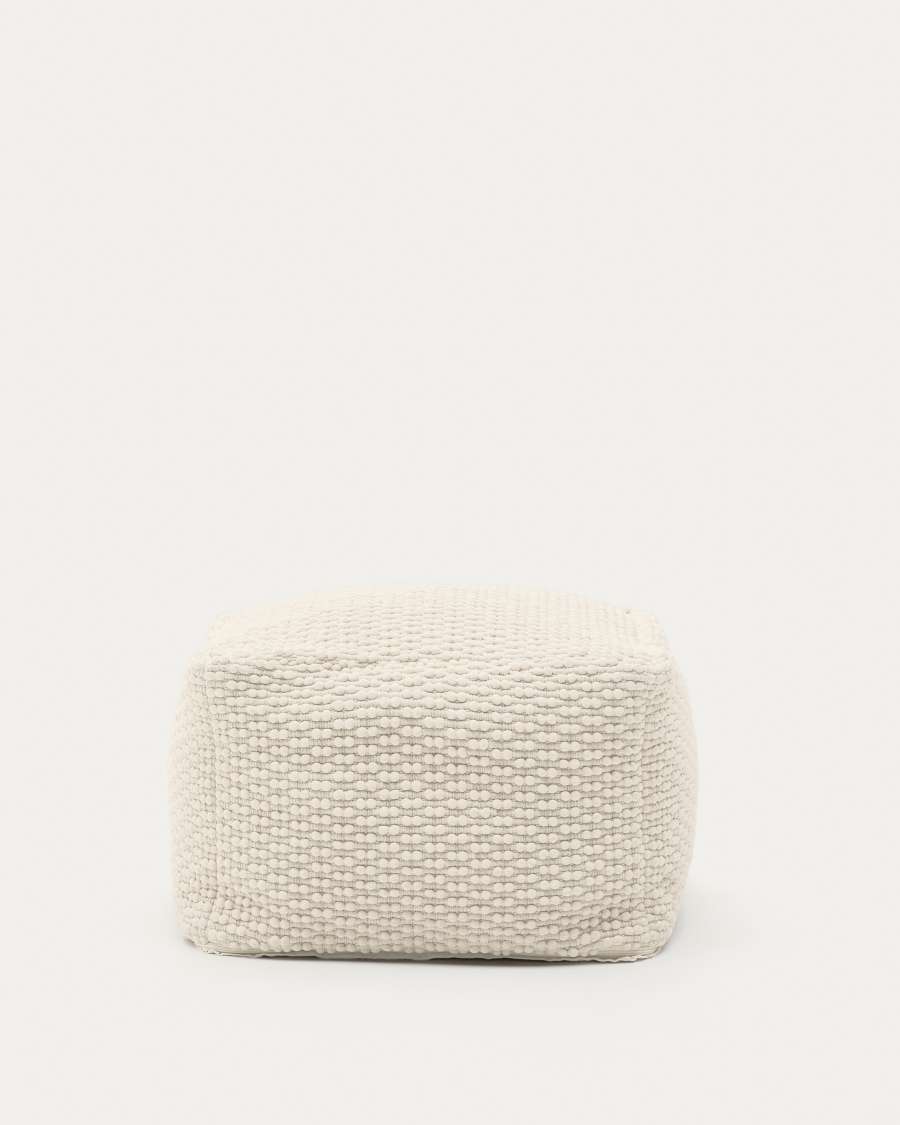 Mascarell pouffe, cotton and polyester in white, 60 x 60 cm