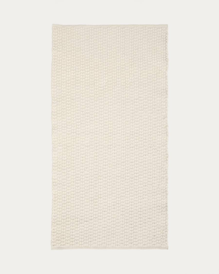 Runner rug Mascarell white cotton and polyester 70 x 140 cm