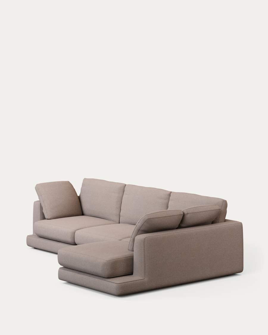 Gala 4-seater sofa with right chaise longue taupe, 300 cm