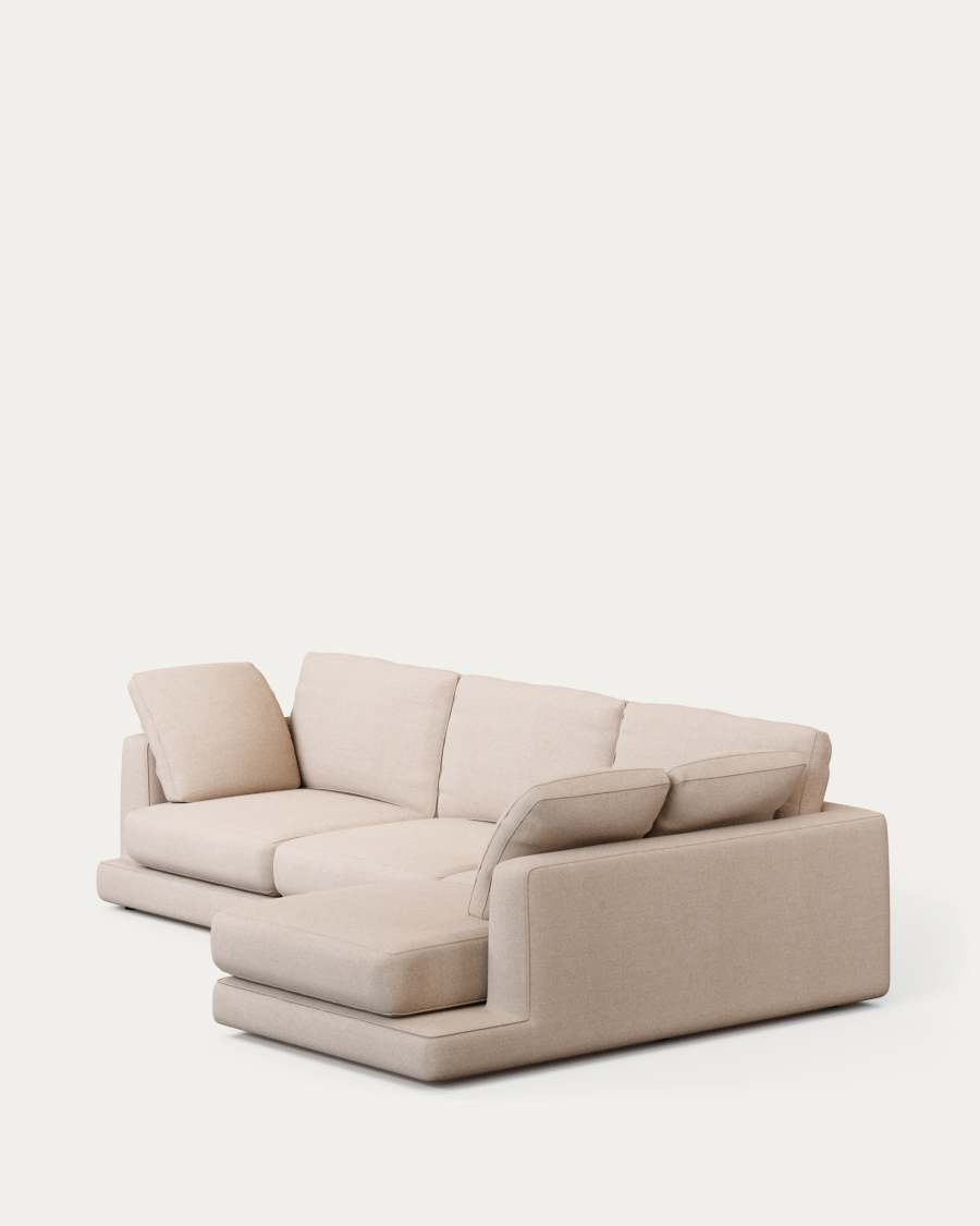 Gala 4-seater sofa with right chaise longue beige, 300cm