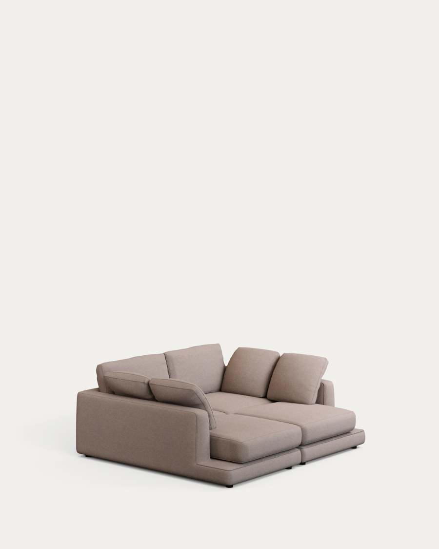 Gala 3-seater sofa with double chaise longue taupe, 210 cm