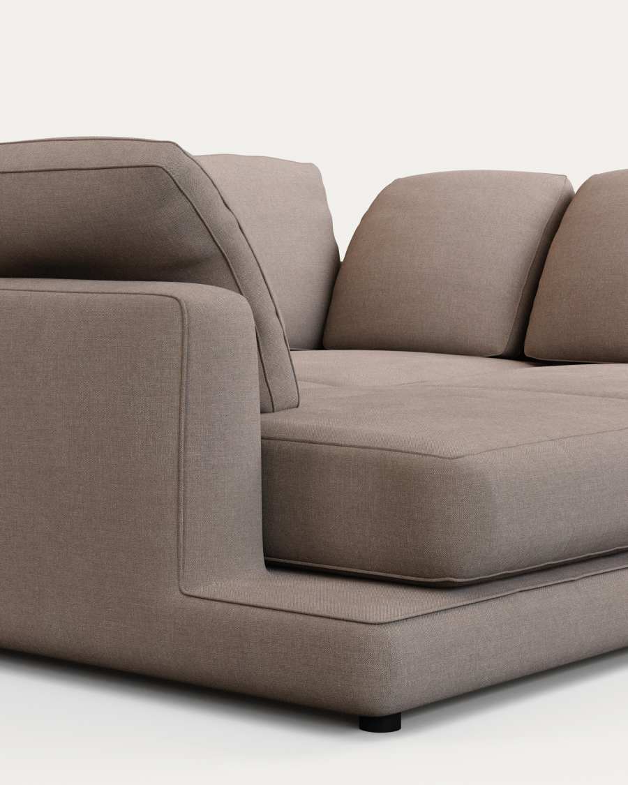 Gala 3-seater sofa with double chaise longue taupe, 210 cm
