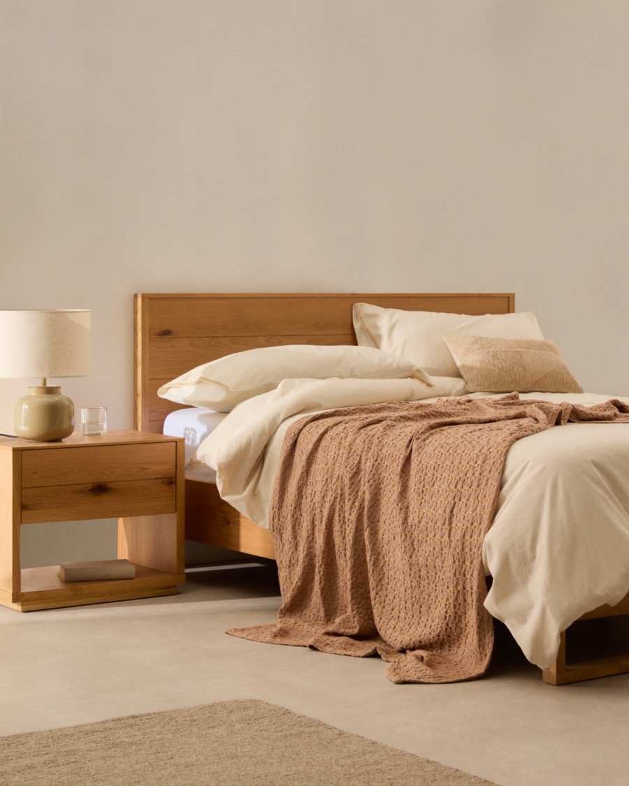 Couverture dôme épaisse en coton et viscose jacquard beige 130 x 170 cm