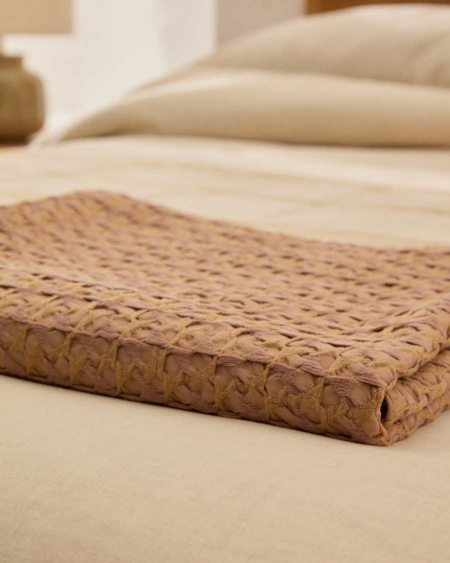 Couverture dôme épaisse en coton et viscose jacquard beige 130 x 170 cm